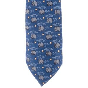 Hermès Hippopotamus Motif Silk Twill Tie